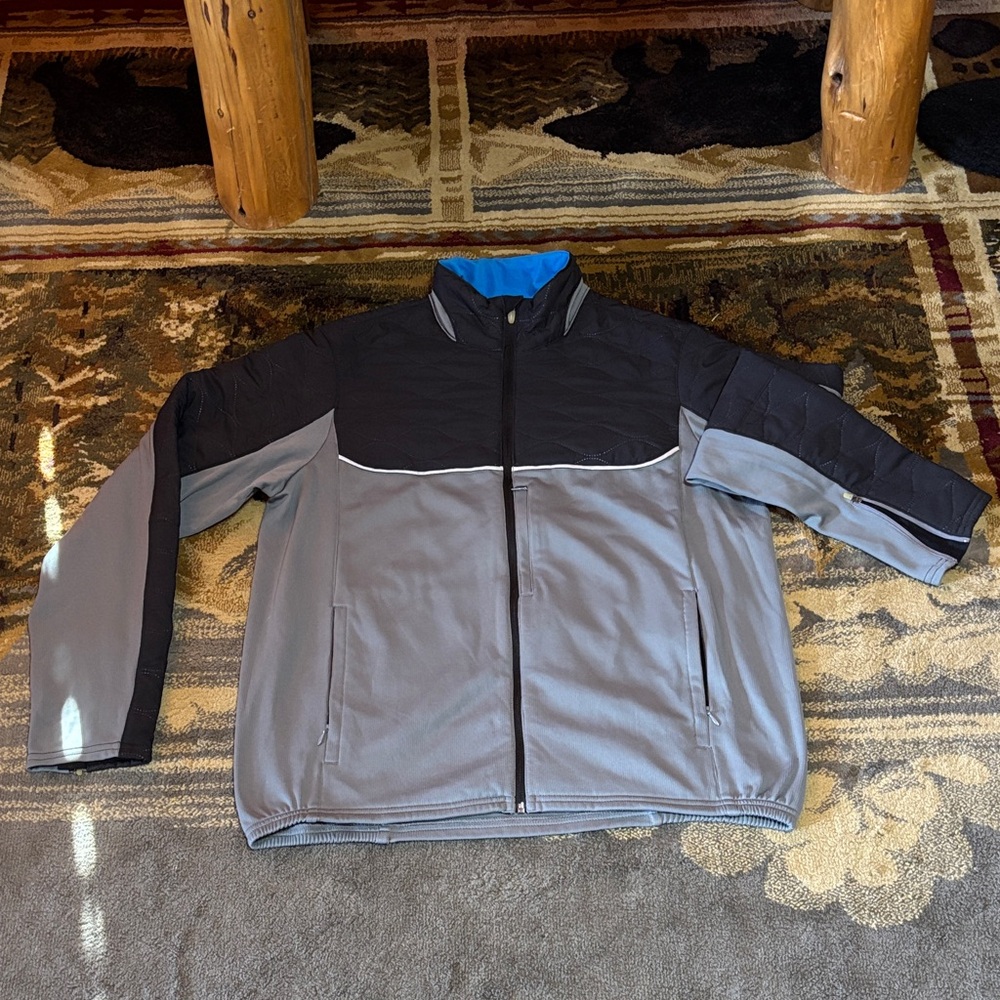Antigua Men's Black and Gray Jacket Size L